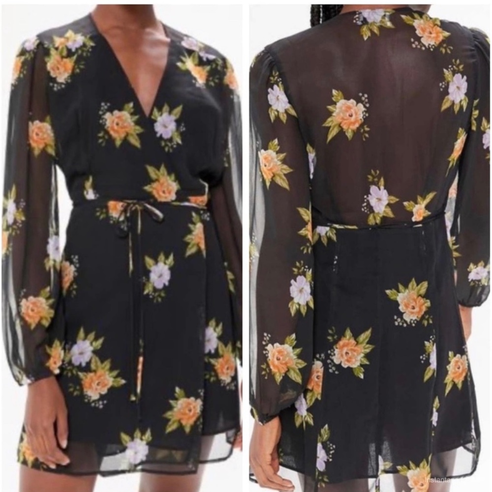 NWOT Urban Outfitters Bleecker Sheer Sleeve Wrap Dress